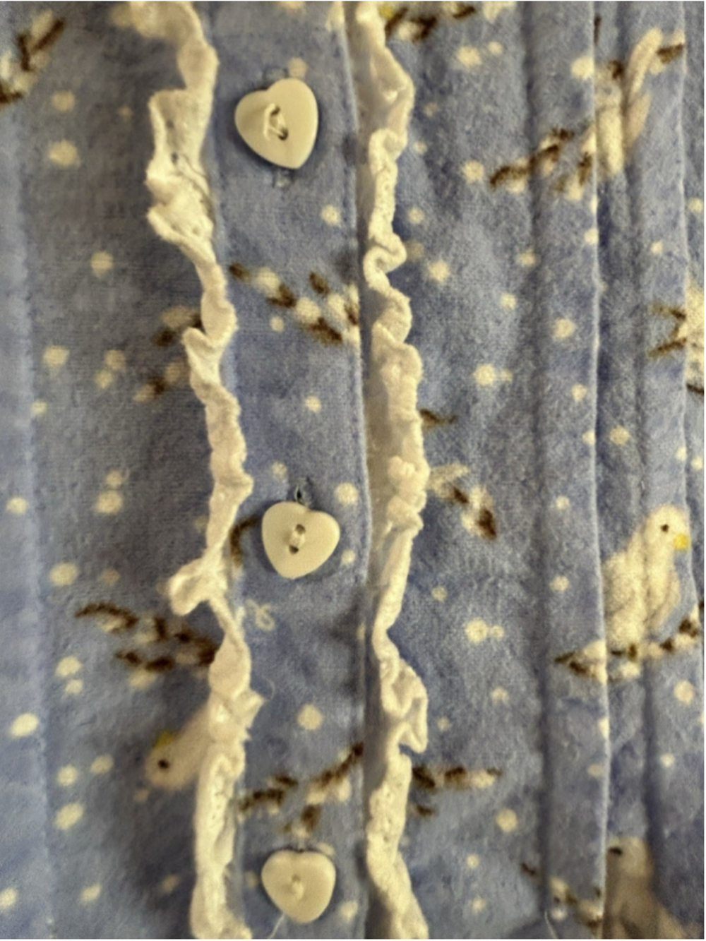 Lanz Salzburg Pajamas Cottagecore Serene Dove Flannel Blue White 2 Pc XS Size 4 - Picture 7 of 15